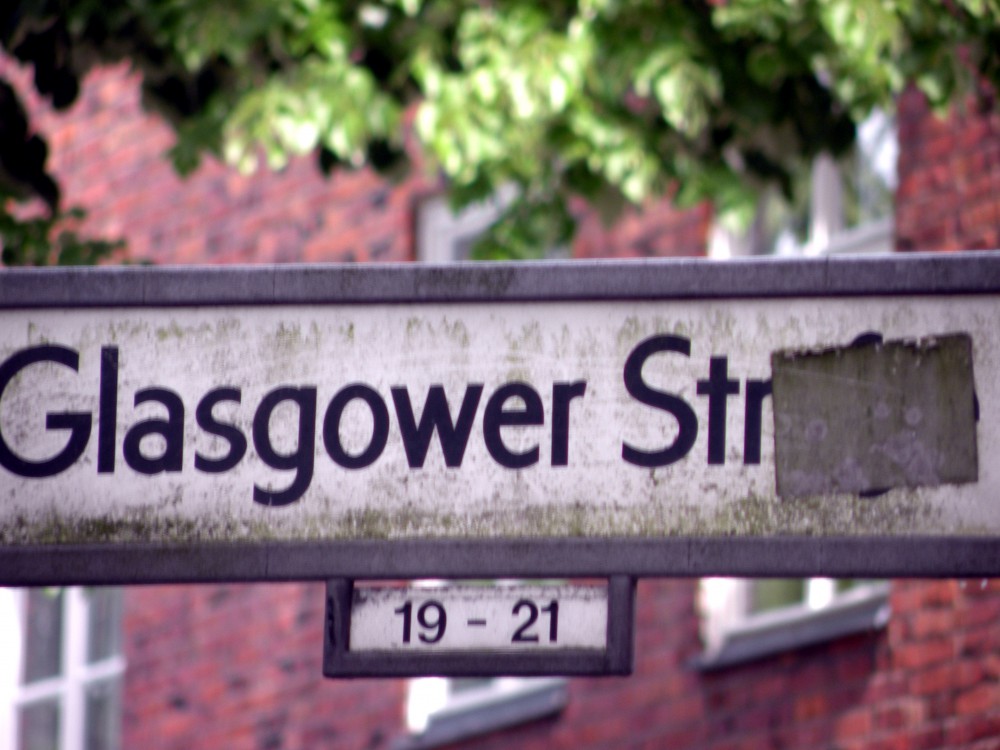 Straßenschild Glasgower Str