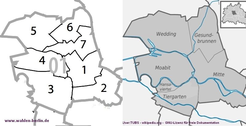 7 Wahlkreise in 2001. Warum nicht wieder so? - Bild: www.wahlen-berlin.de / wikipedia