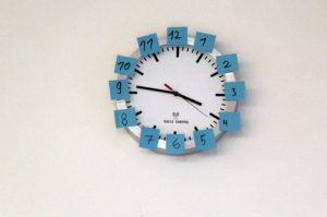 Korrekt gestellt? Eine Uhr im Olof-Palme-Zentrum in der Demminer Straße. Foto: Hensel