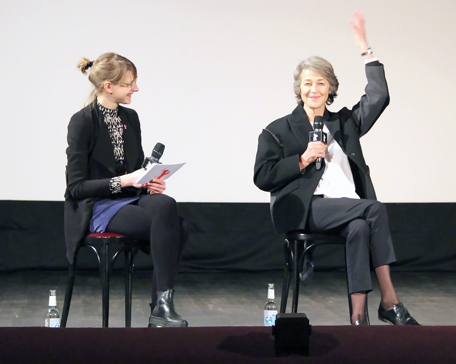Filmgespräch bei der Berlinale 2019: Anne Lakeberg (links) im Gespräch mit Schauspielerin Charlotte Rampling