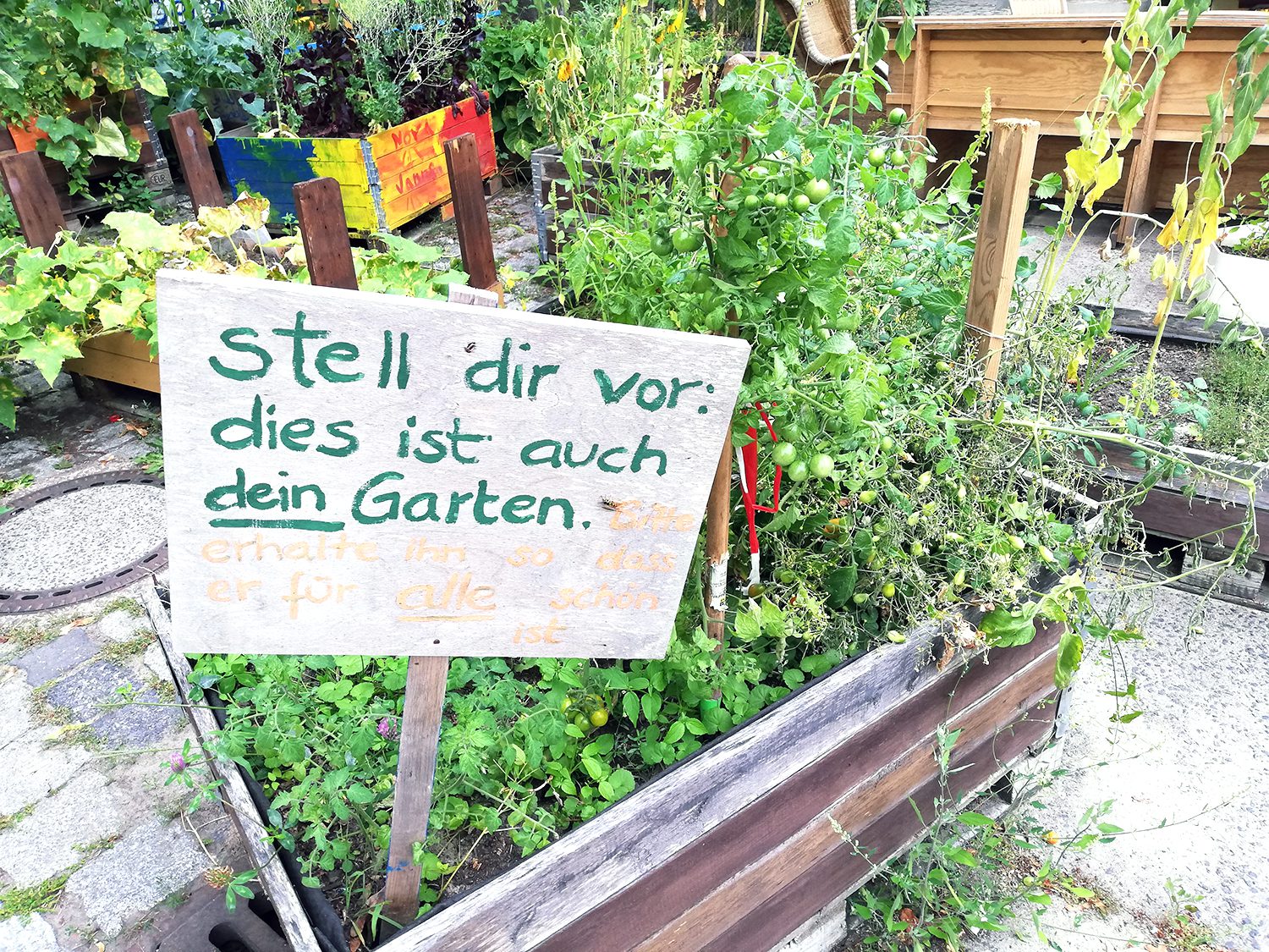 Schild im Gemeinschaftsgarten Rote Beete. Foto: Hensel