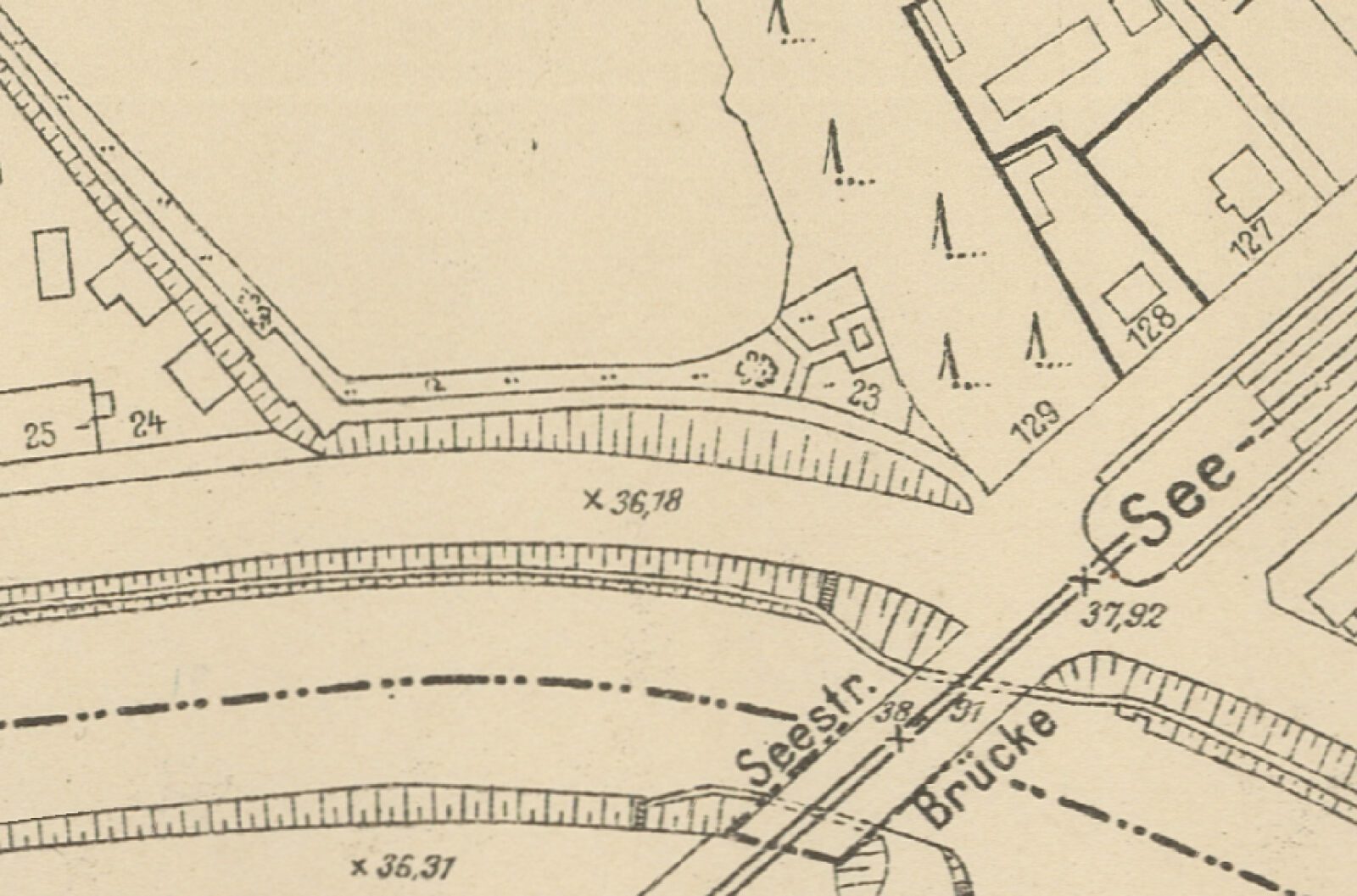 Kartenausschnitt von 1931 mit der Adresse der Fischerpinte. Quelle: Histomap Berlin