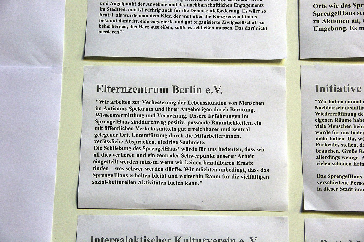 Das Elternzentrum Berlin e.V. äußerte sich schriftlich zur Bedeutung des Sprengelhauses. Foto: Hensel