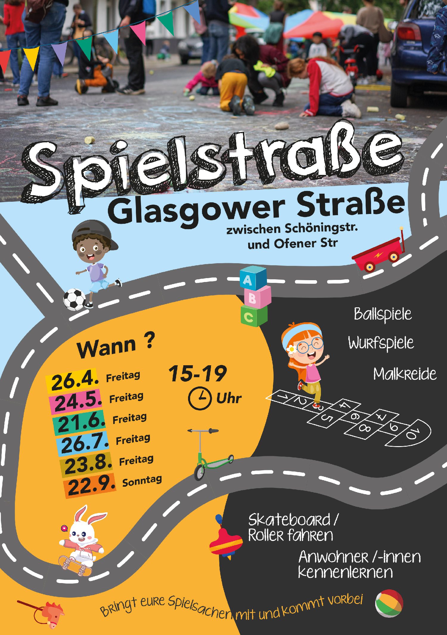 Spielstraße in der Glasgower Weddingweiser