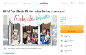 Screeenshot von der Spendenkampagne bei GoFundMe. Repro: Weddingweiser