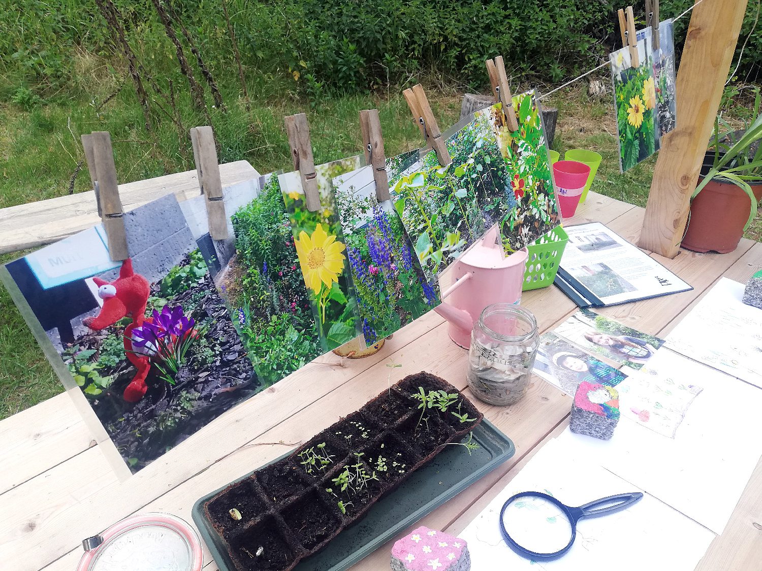 Blick auf den Stand der Brüder-Grimm-Grundschule. Hier geht es um einen begrünten Schulvorgarten. Foto: Hensel