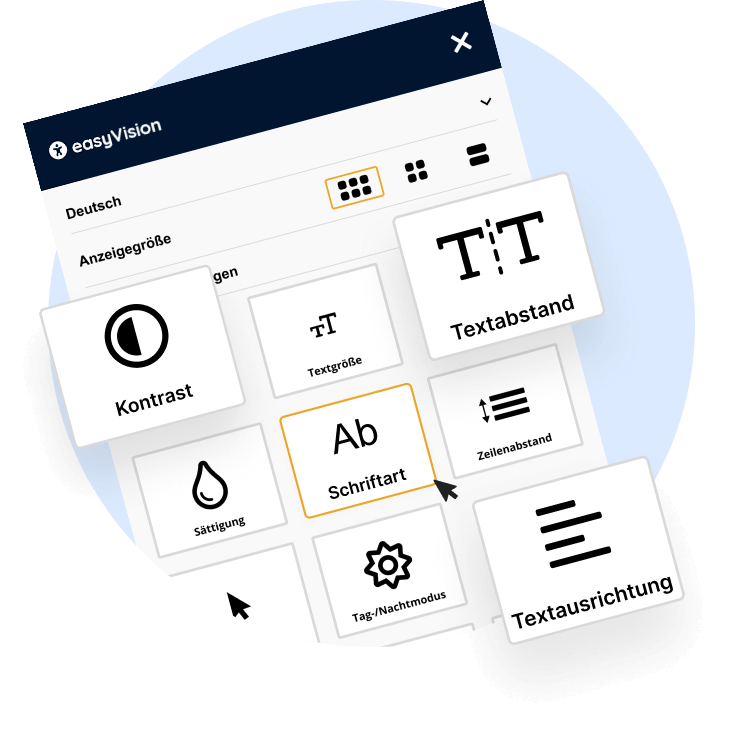 EasyVision Widget Menü auf unserem Blog