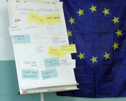 Ein Flipchart mit den Auswertungen des Vortrags und Teilnehmendengesprächs